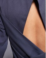 fitted waist t-shirt with wrap cut out back detail in charcoal