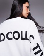 Weekend Collective oversized long sve t-shirt with back logo in white