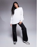 Weekend Collective oversized long sve t-shirt with back logo in white