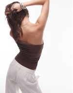 jersey asymmetrical strap top in brown