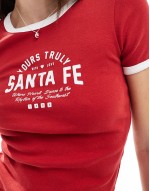 Cotton On  truly santa fe rib graphic t-shirt in red