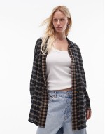 double layer oversized shirt in contrast check