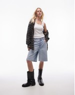 double layer oversized shirt in contrast check