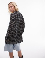 double layer oversized shirt in contrast check