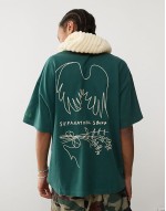 Unisex hauntology graphic t-shirt in dark green