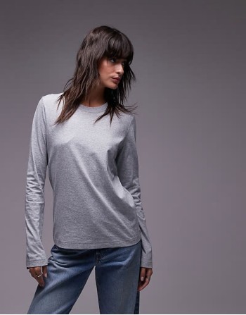 long sve t-shirt in grey melange