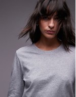 long sve t-shirt in grey melange