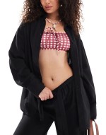 Isabel mix & match linen look beach short in black