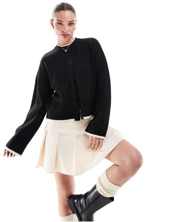 bengaline pleated mini skirt in cream