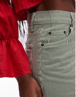 denim pelmet mini skirt in green stripe