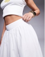 linen high waisted maxi skirt in white