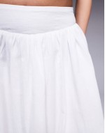 linen high waisted maxi skirt in white
