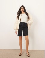 Wilson denim slouchy short in washed black