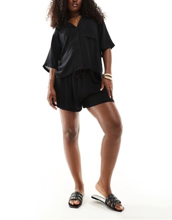 mix & match crinkle beach set in black
