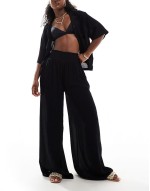 mix & match crinkle beach set in black