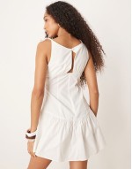 drop waist linen cami mini in white