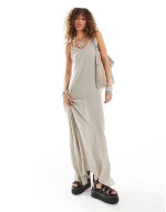 Cyndra floaty crepe maxi cami dress in beige