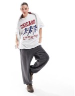 oversized t-shirt with Chicago athletics club graphic in ice marl