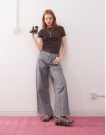 pointelle fitted t-shirt in brown