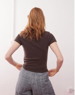 pointelle fitted t-shirt in brown