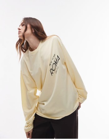 graphic Roma long sve skater top in yellow
