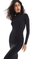 sculpt polyamide backless maxi dress in black