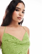 jacquard midi slip dress in green