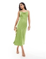 jacquard midi slip dress in green