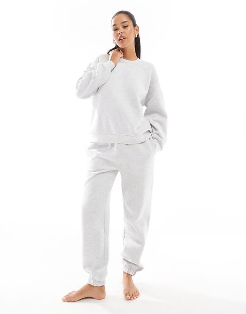 Premium oversized cuffed jogger and sweatshirt co-ord in light grey