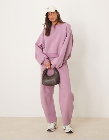 balloon sve sweat and barrel jogger co-ord in dusky pink