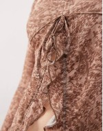 ratu paisley print ruffle front top in pink