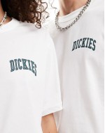 aitken left chest logo t-shirt in white and dark green